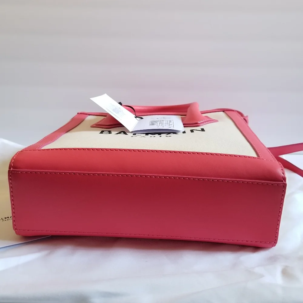 Balmain B-Army 24 Canvas Logo Shopper Crossbody Bag Natural Pink - Picture 5 of 13